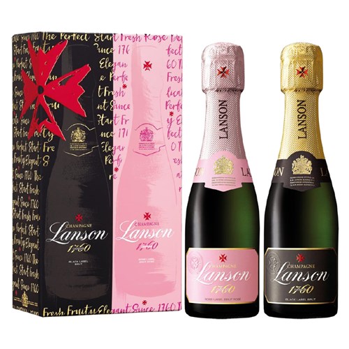 Lanson Quarter Bottle Black/Rose Twin Gift Pack - Delivered to Your Door